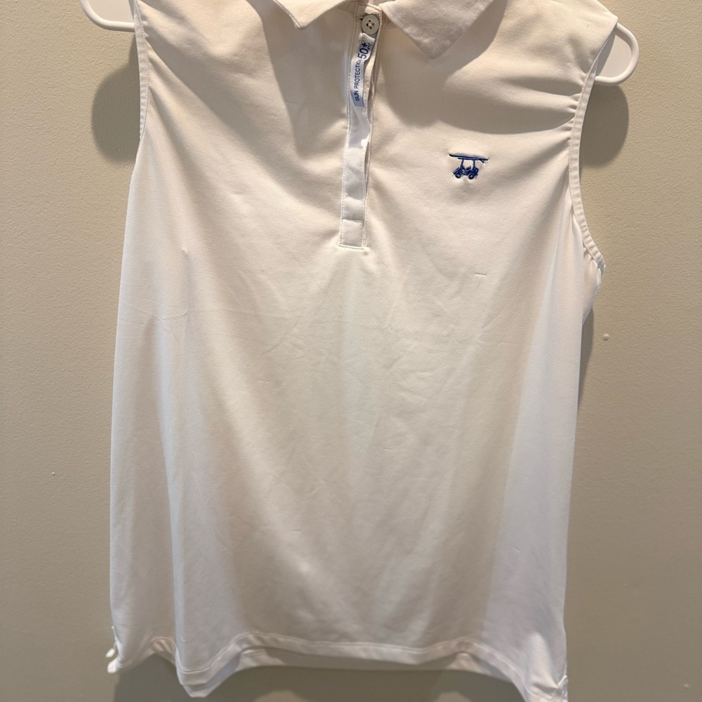 Elegant White Sleeveless Button Down Shirt